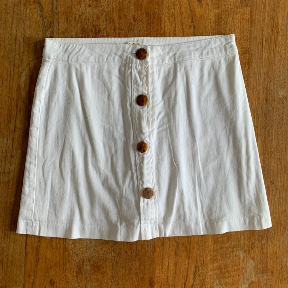 LOFT White Button Front Skort w/ Built-In Shorts | Cotton Stretch | Size 8P